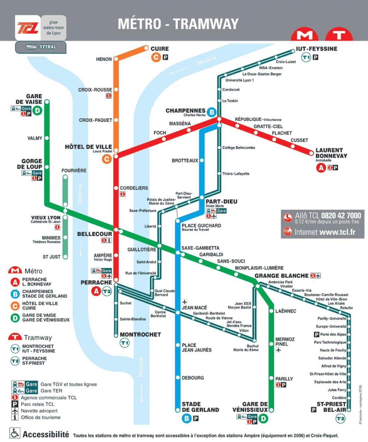 Lyon mapa do metrô de 2016