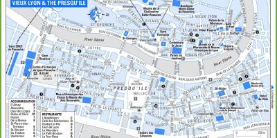 Mapa da cidade velha de Lyon, frança