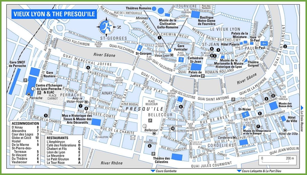 cidade velha de Lyon, frança mapa