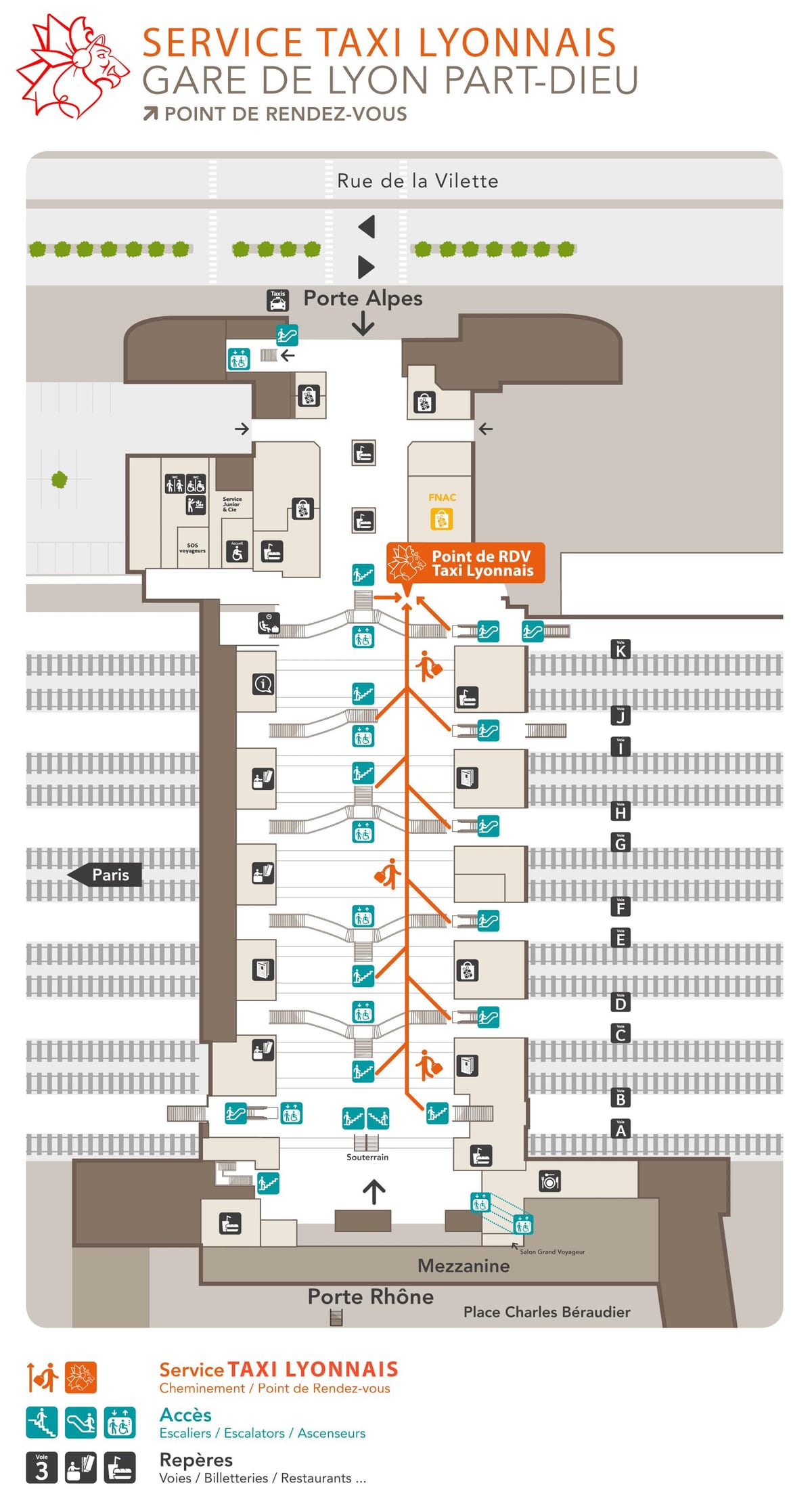 mapa de Lyon, estação de tgv