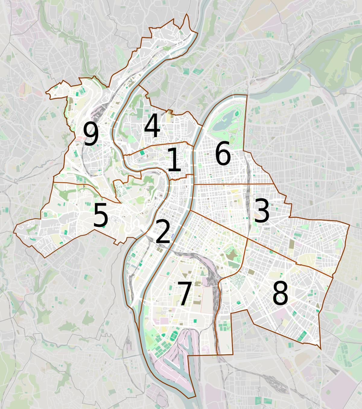 mapa de Lyon bairro