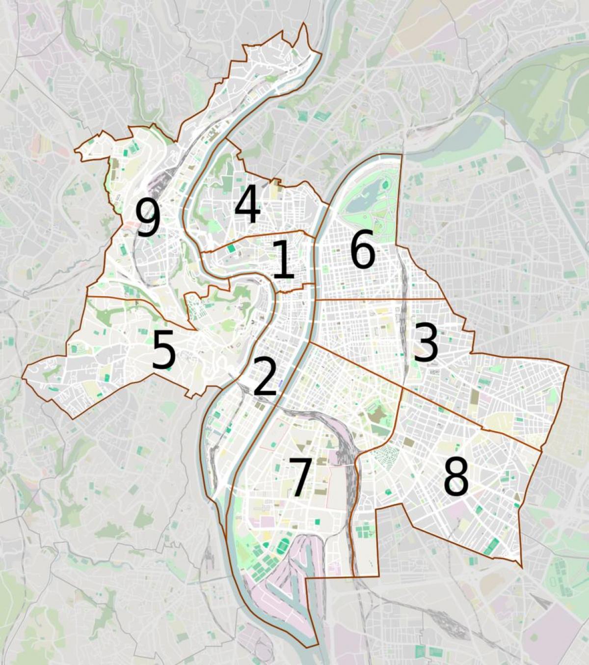 mapa de Lyon arrondissements