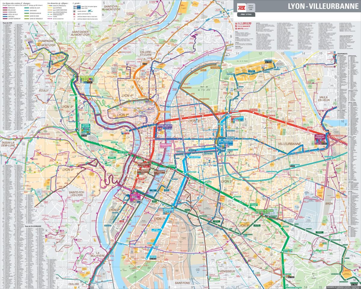Lyon, frança, mapa de ônibus