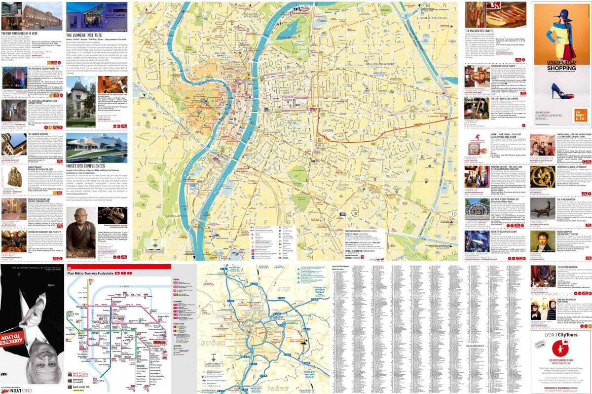 Lyon, frança, mapa turístico