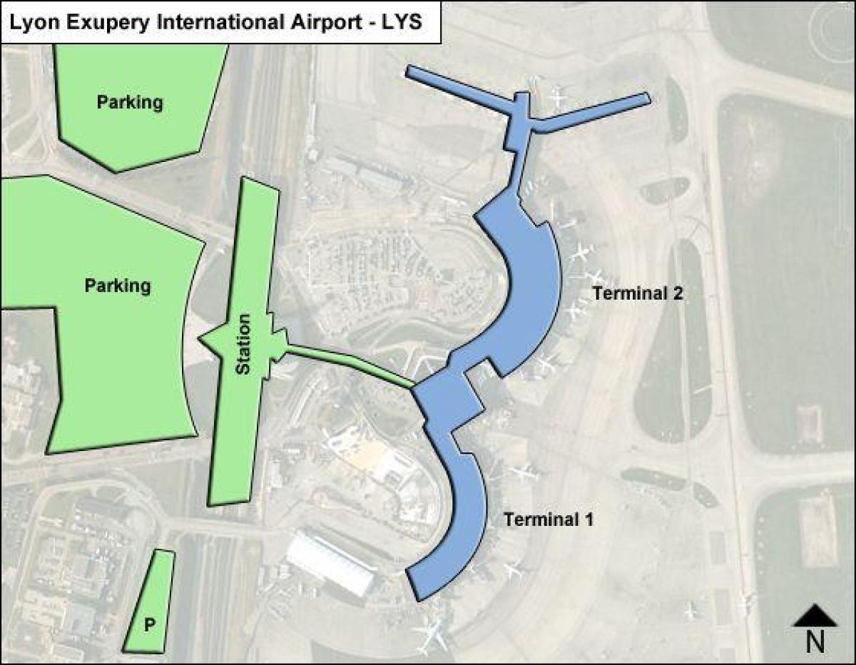 Mapa de Lyon terminal do aeroporto