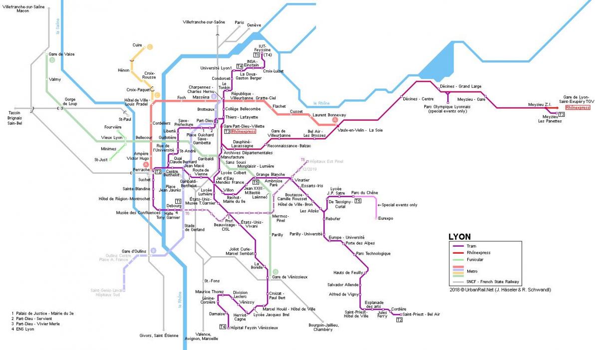 Lyon mapa ferroviário