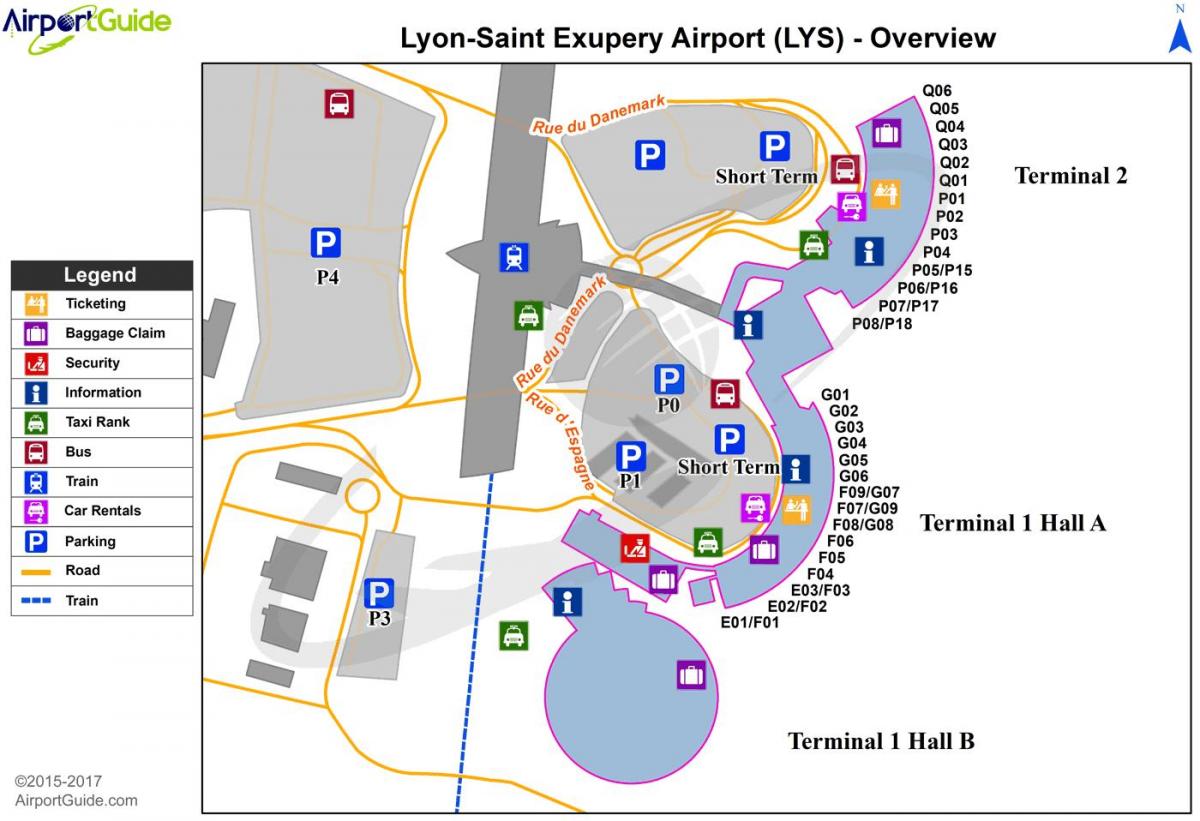 Lyon, frança mapa do aeroporto