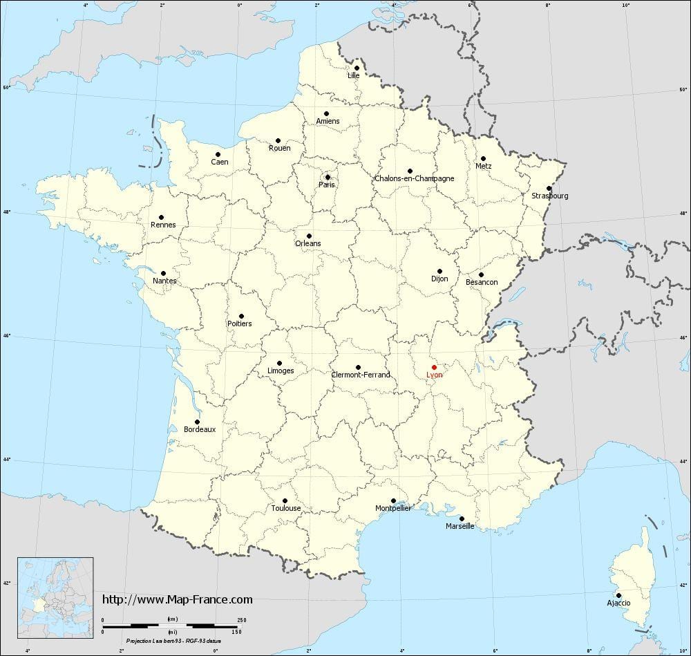 onde é Lyons, frança num mapa