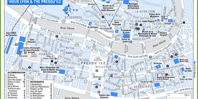 Cidade velha de Lyon, frança mapa
