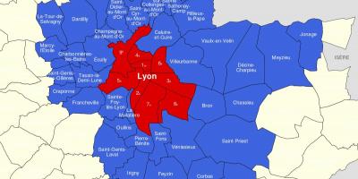 Mapa de Lyon subúrbio 
