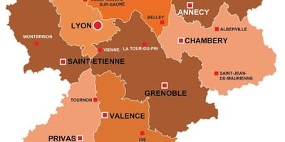 Região de Lyon, frança mapa
